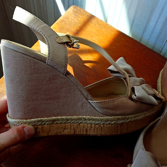 Tory Burch Penny Tan Espadrille Leather Wedge Sandal - Picture 3 of 7